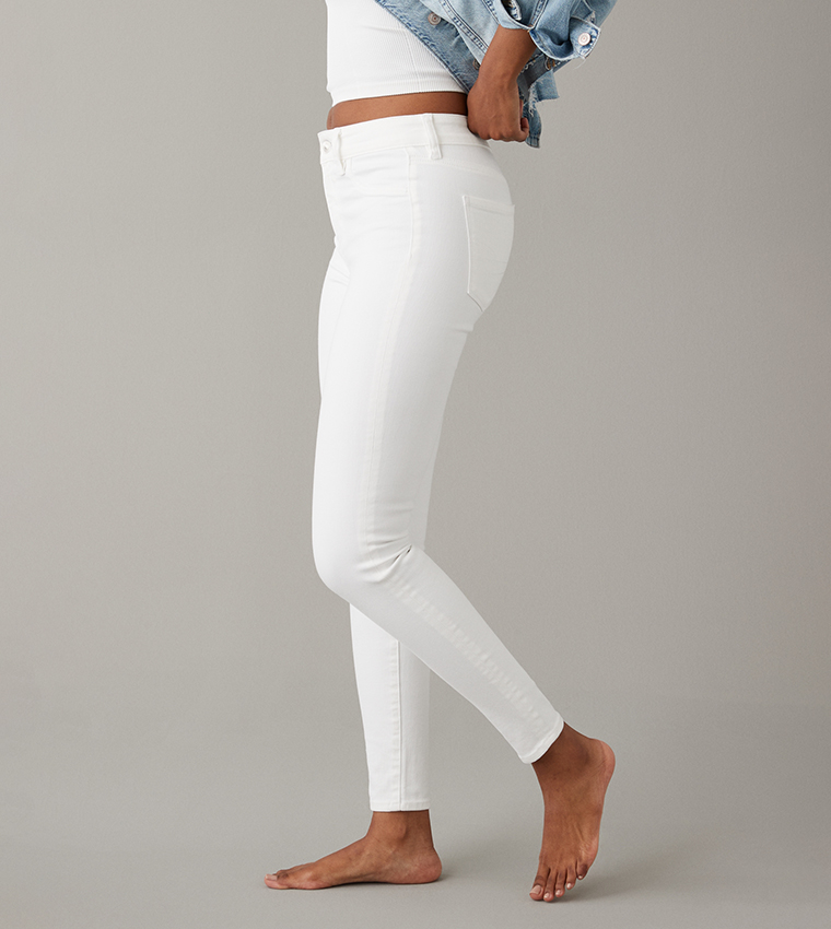 Solid High Waist Skinny Jeans