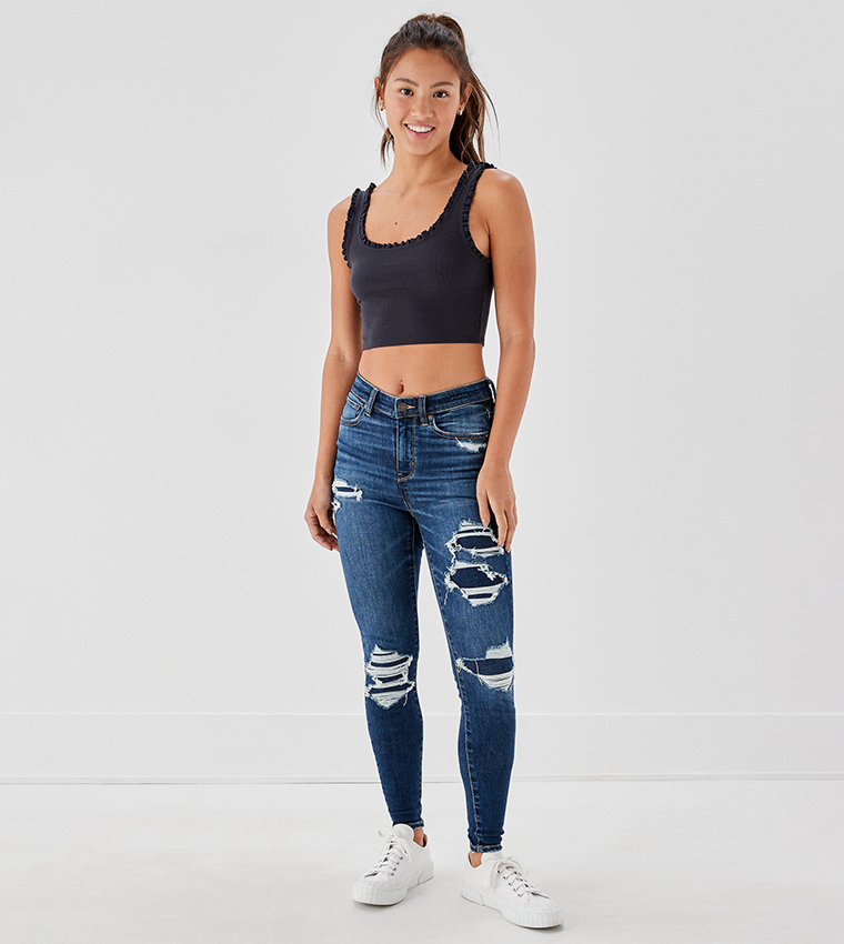 Distressed High Waist Skinny Jeans