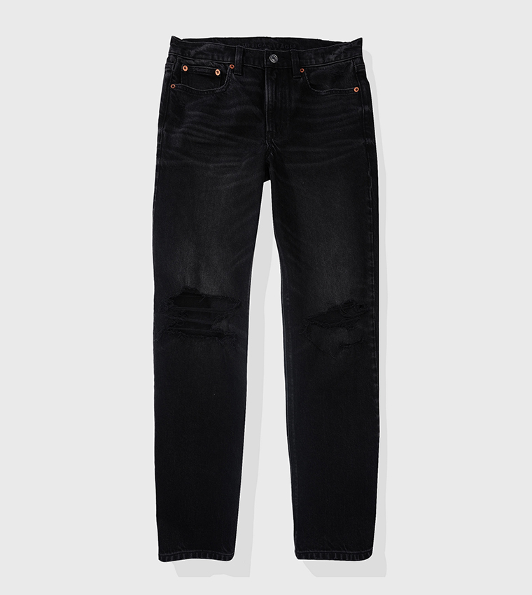 Ripped Straight Fit Jeans