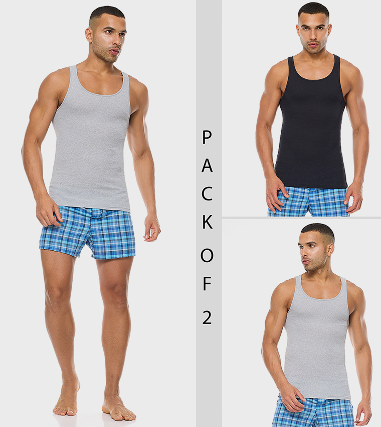 Pack of 2 Ribbed Vests