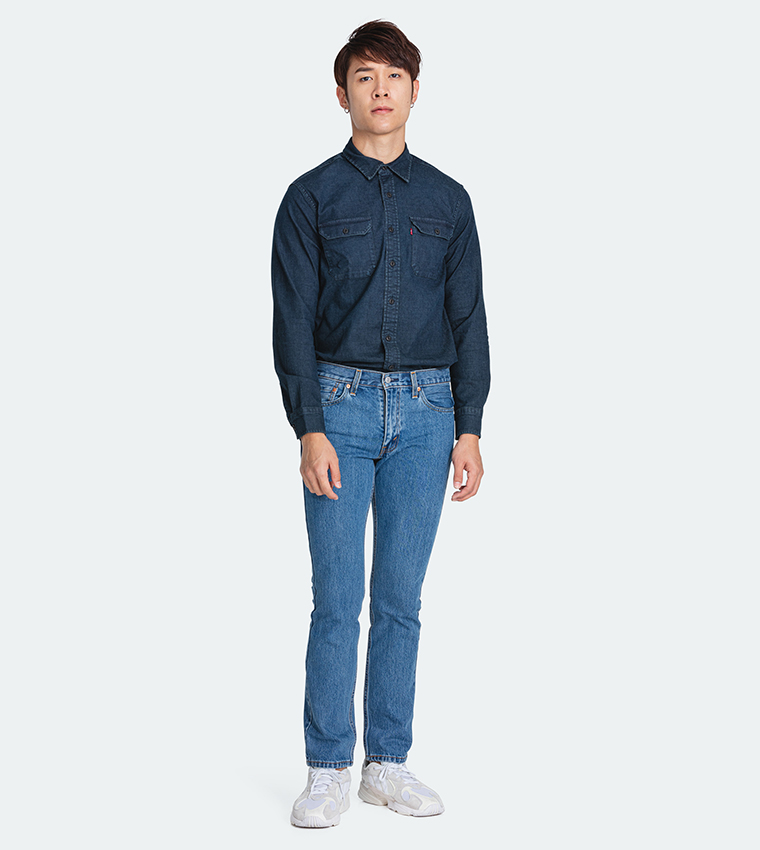 Washed Mid Waist Slim Fit Jeans