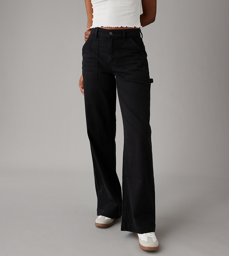 Buy American Eagle High Waist Baggy Jeans In Black 6thStreet UAE