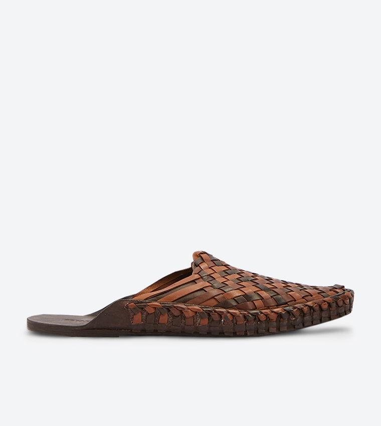 Buy Dune London Florence Di Backless Weave Loafers Brown In Brown