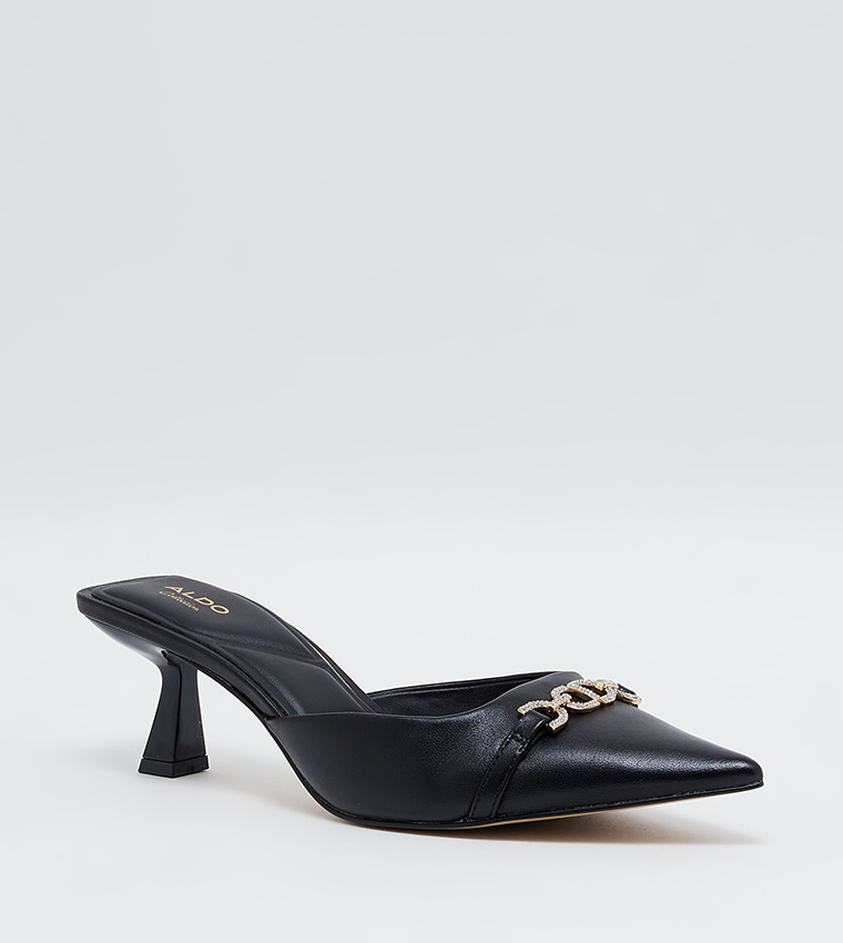 Buy Aldo PRIMAVERA Metal Accent Pointed Toe Mules In Black 6thStreet UAE