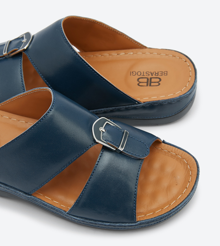 Round Toe Buckle Closure Slipper - Blue