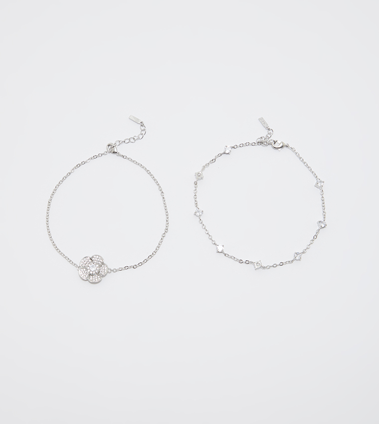 HELENNA Silver-Tone Anklet Set