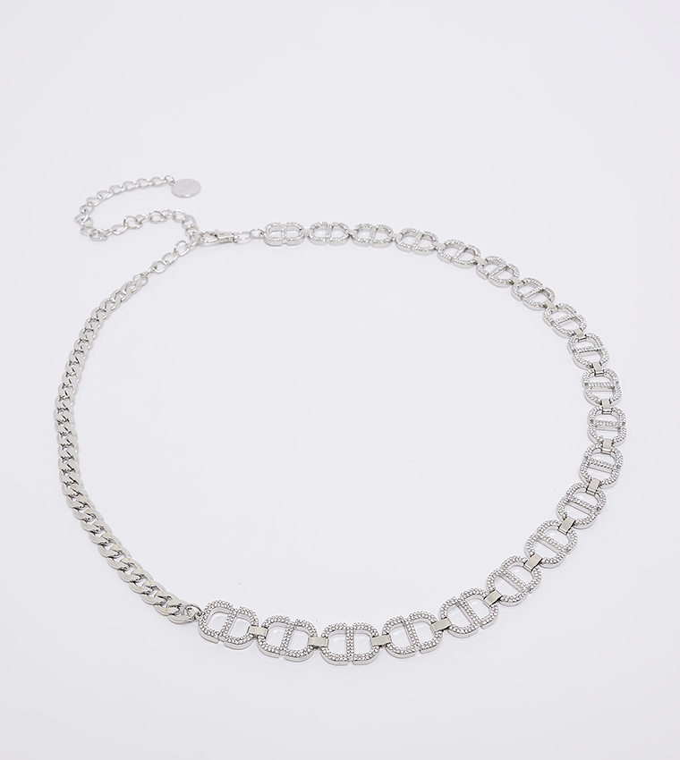 Buy Aldo Accessories HULUN Embellished Chain Belt In Silver