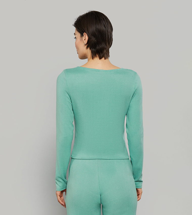 Solid Long Sleeves Sleep Top