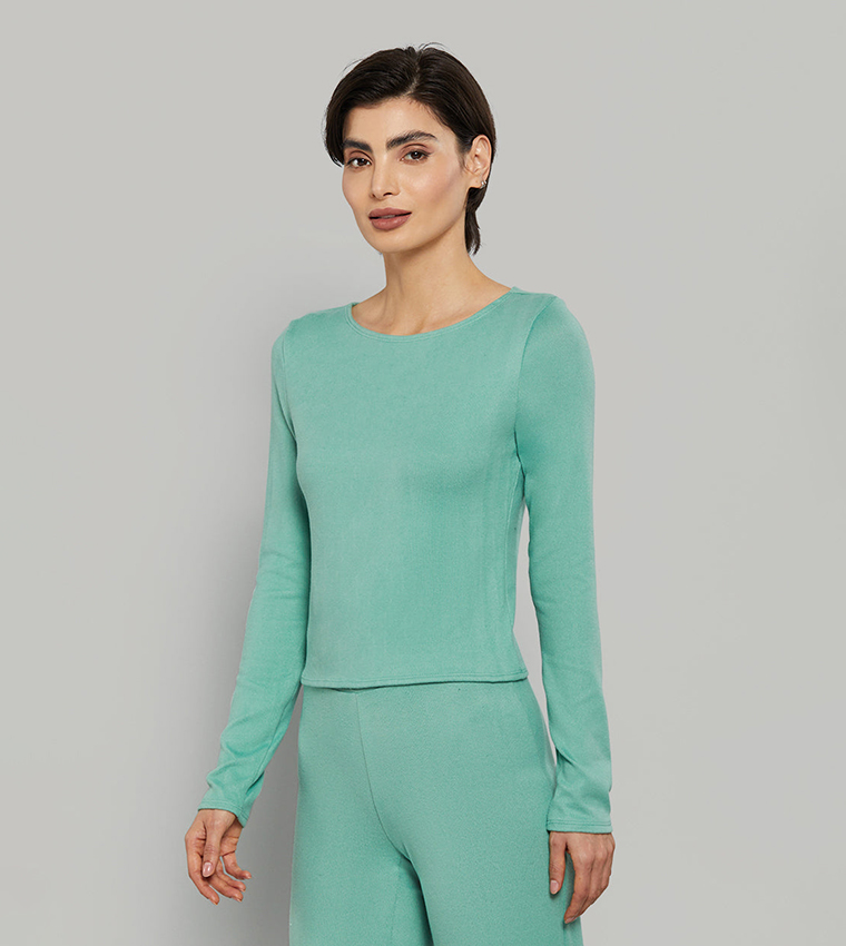 Solid Long Sleeves Sleep Top