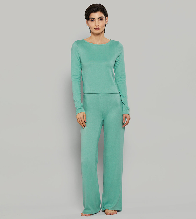 Solid Long Sleeves Sleep Top