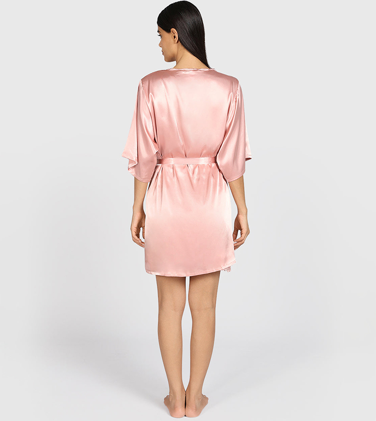 Lace Trim Satin Sleep Robe