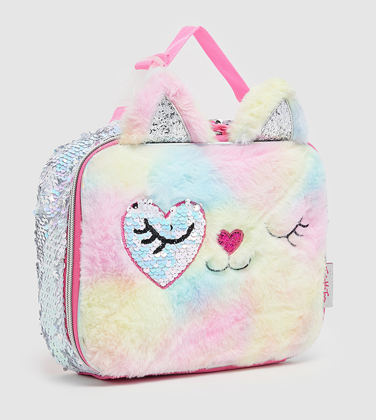 Appliqued Furry Cat Lunch Bag