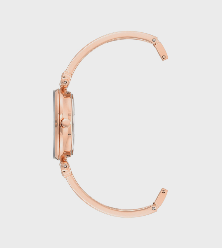 Embellished Dial Metal Strap Analog Watch
