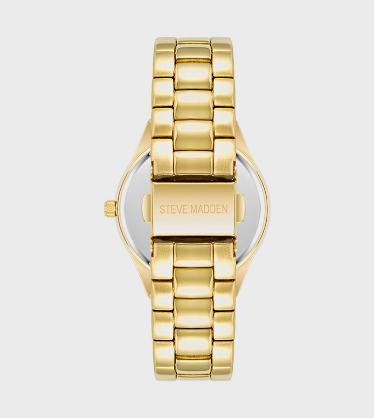 Embellished Round Dial Analog Watch