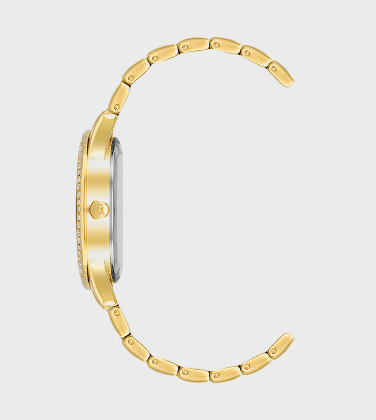 Embellished Round Dial Analog Watch