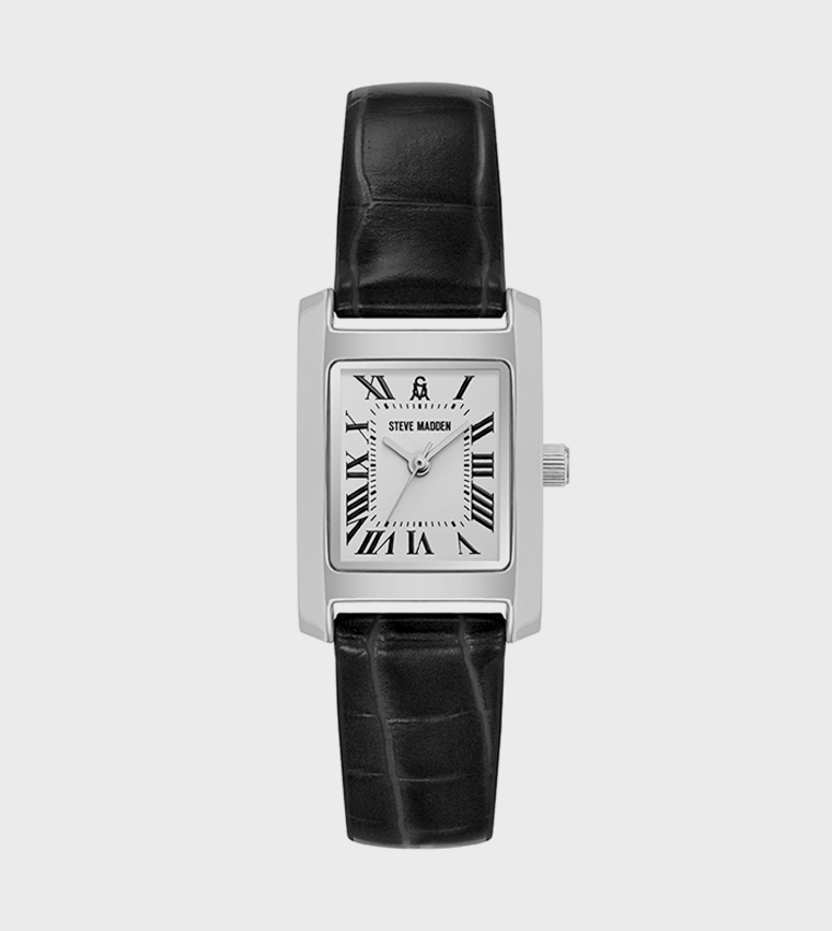 Buy Steve Madden Square Dial Pu Strap Analog Watch In Silver  display picture 3