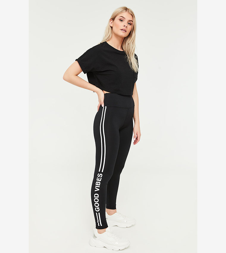 Black leggings clearance with diamante trim