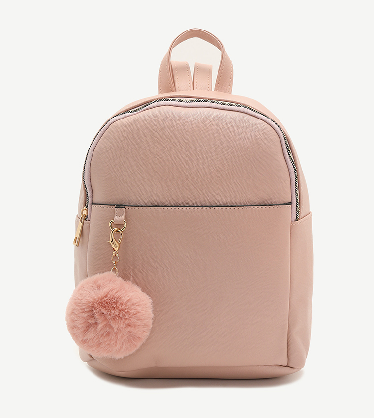 Buy Ardene Square Backpack With Pompoms Pink In Pink 6thStreet Oman