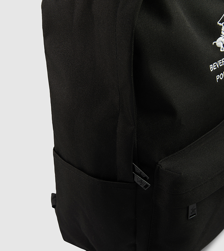 Logo Embroidered Front Pocket Backpack