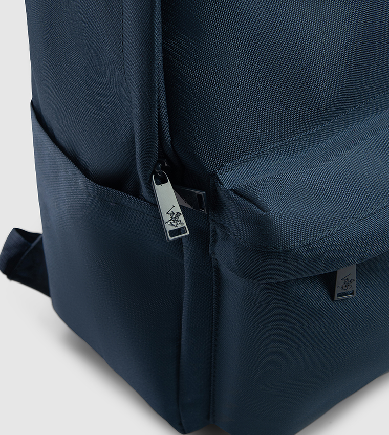 Logo Embroidered Front Pocket Backpack