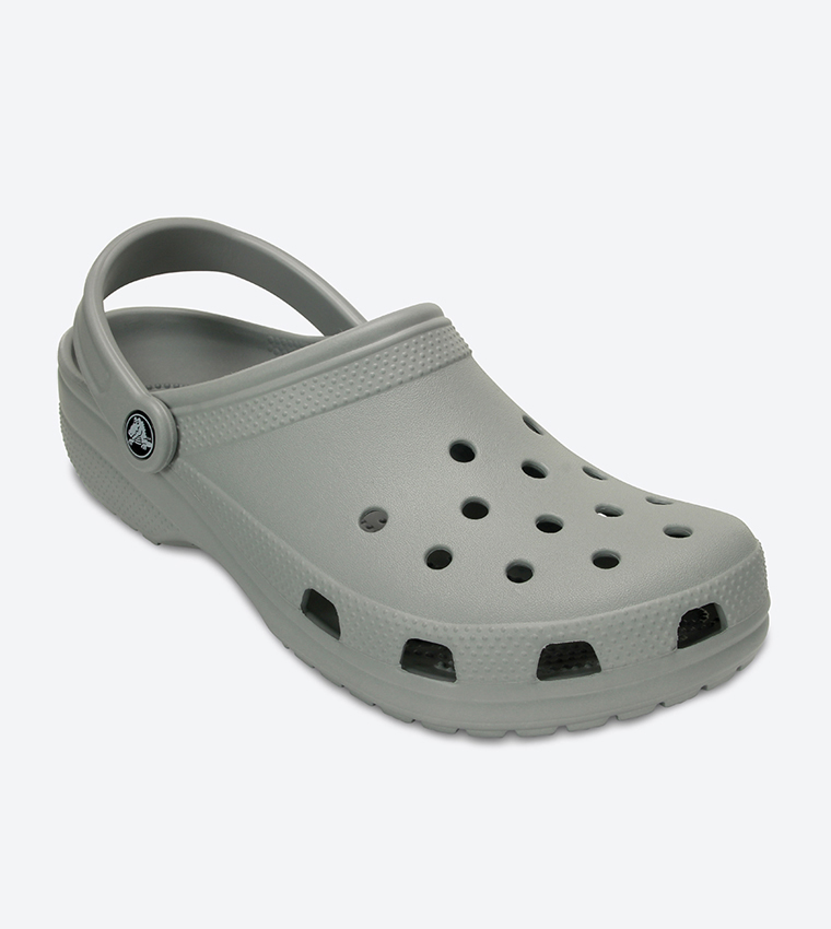 Classic Cut Out Detail Sling Back Strap Closure Clog - Grey