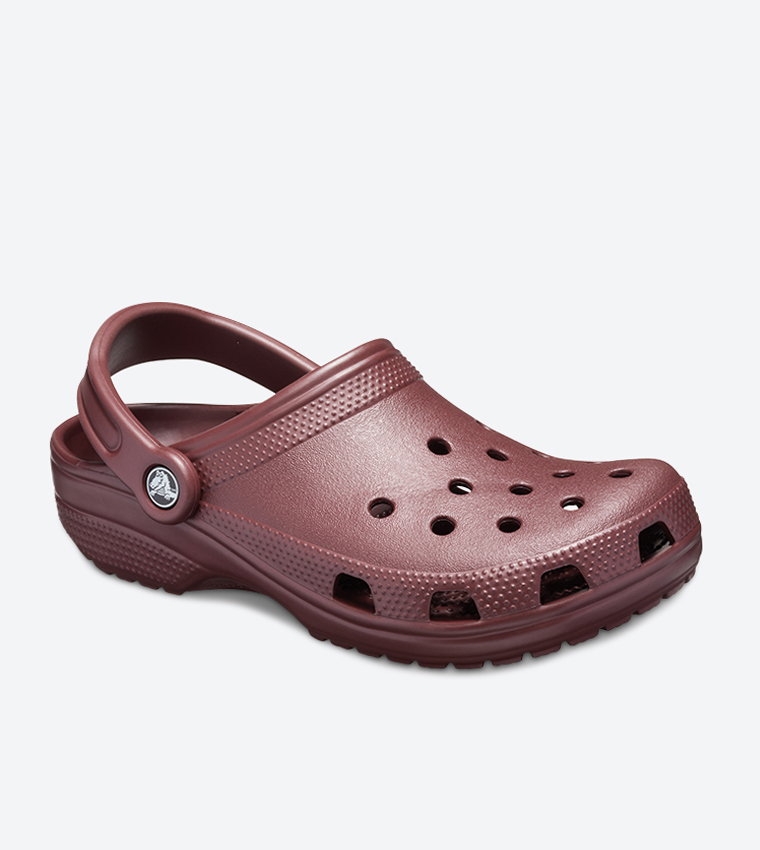 Classic Cut Out Detail Sling Back Strap Closure Clog - Burgundy