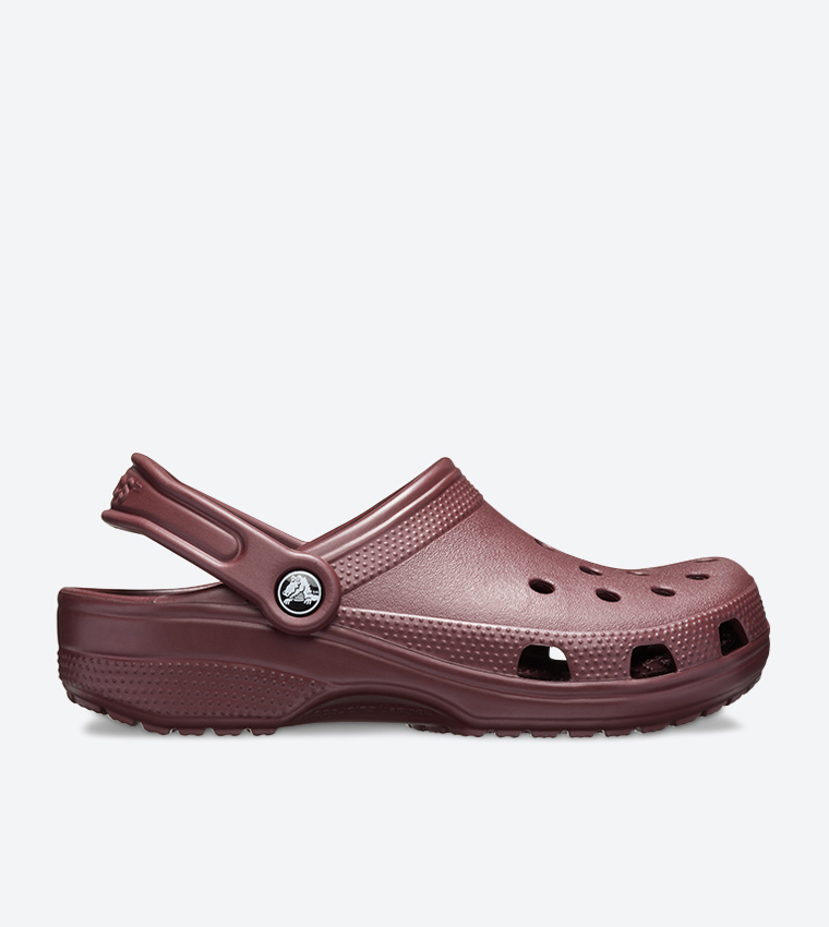 Classic Cut Out Detail Sling Back Strap Closure Clog - Burgundy