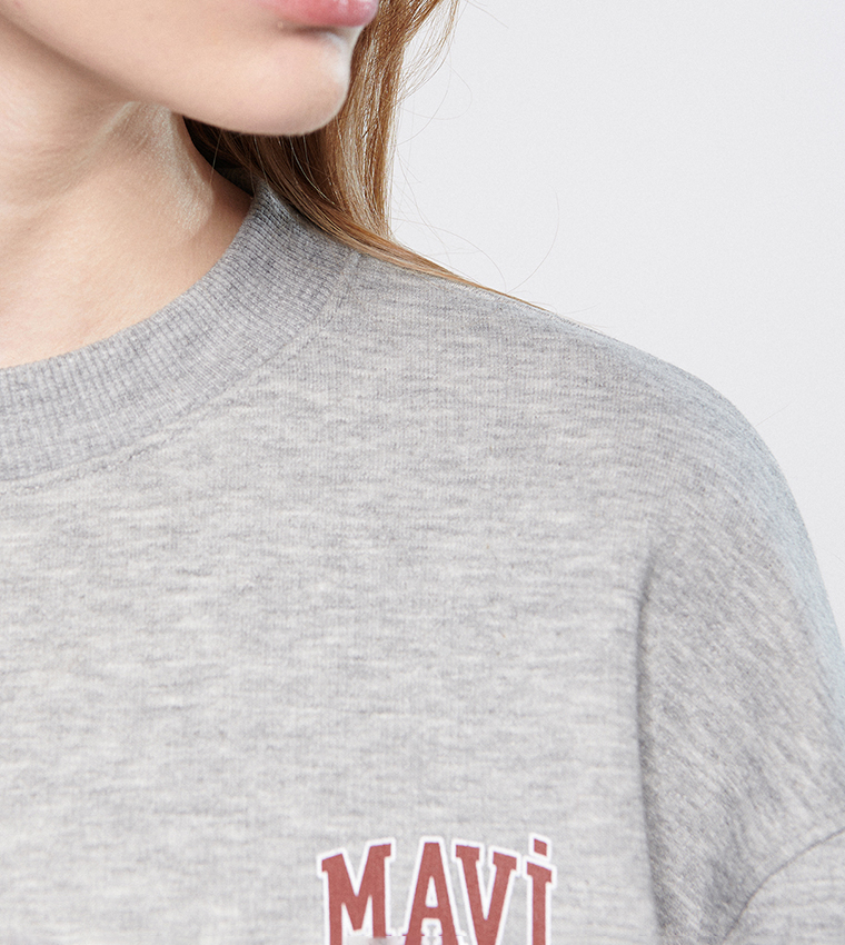 Buy Mavi Logo Printed Cropped Sweatshirt In Grey