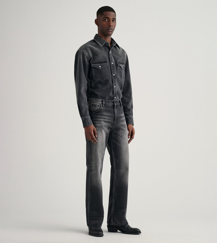 Washed Straight Fit Jeans 