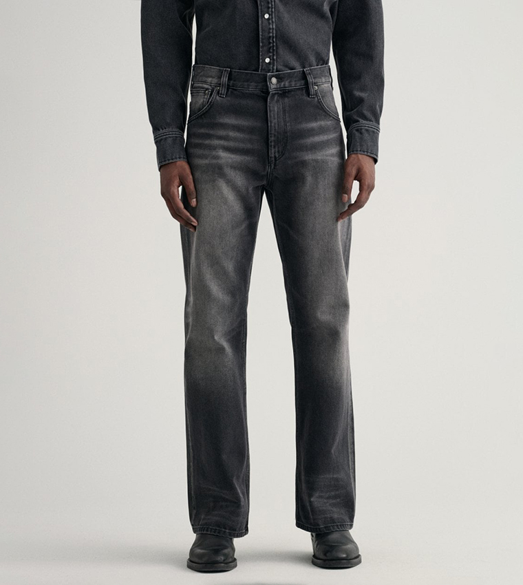 Washed Straight Fit Jeans 