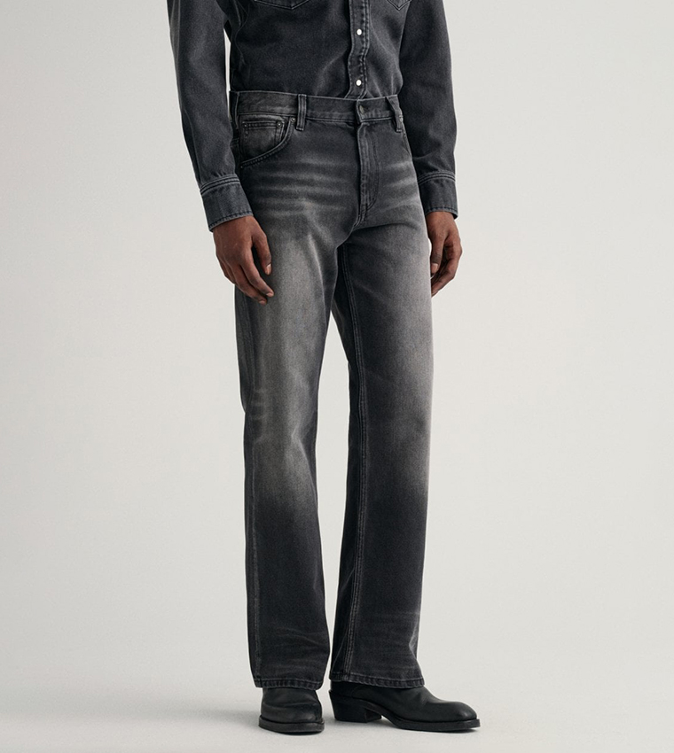 Washed Straight Fit Jeans 