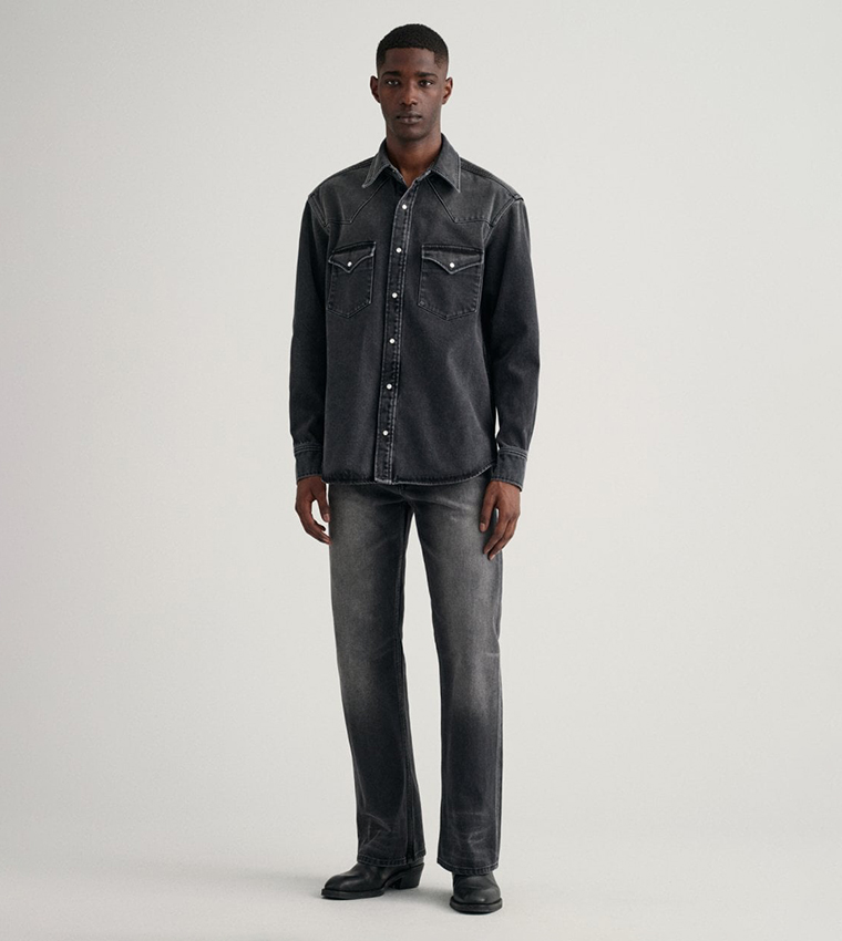 Washed Straight Fit Jeans 