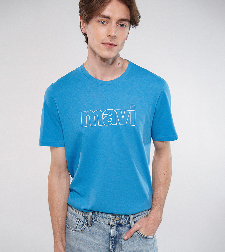 Buy Mavi Logo Printed Crew Neck T Shirt In Blue 6thStreet Kuwait