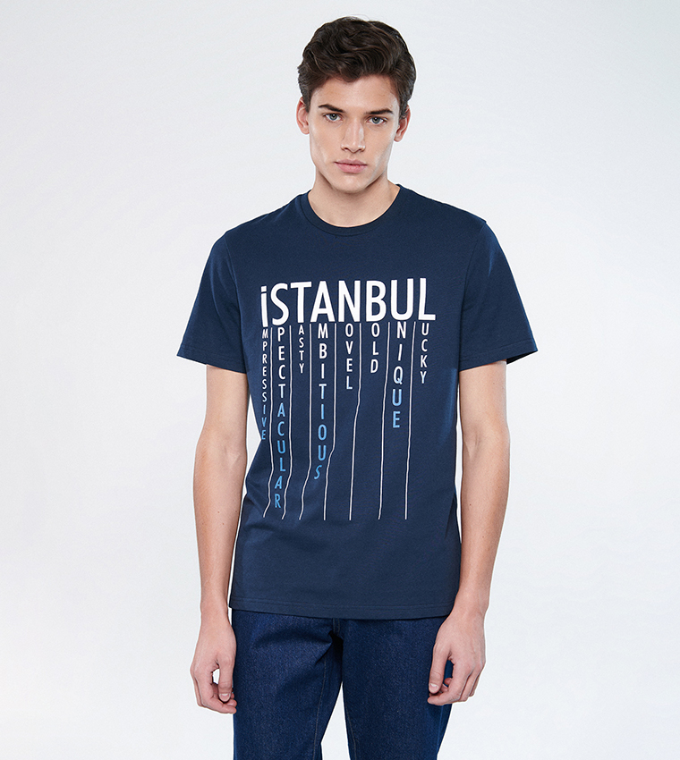 Buy Mavi Istanbul Printed Crew Neck T Shirt In Navy 6thStreet UAE