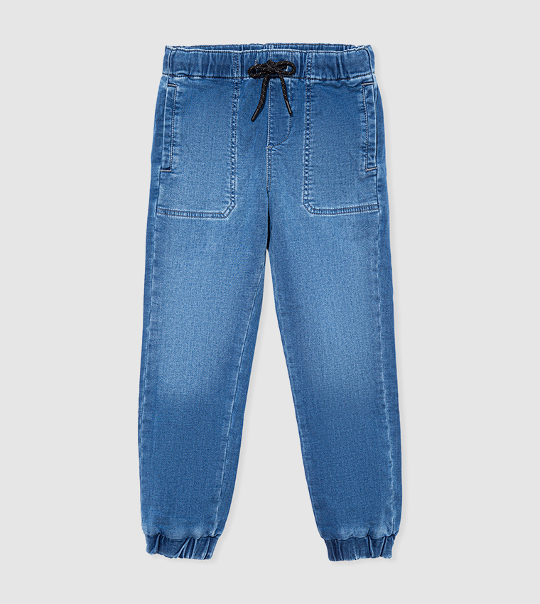 Buy Finelook Ripped Jogger Jeans In Blue