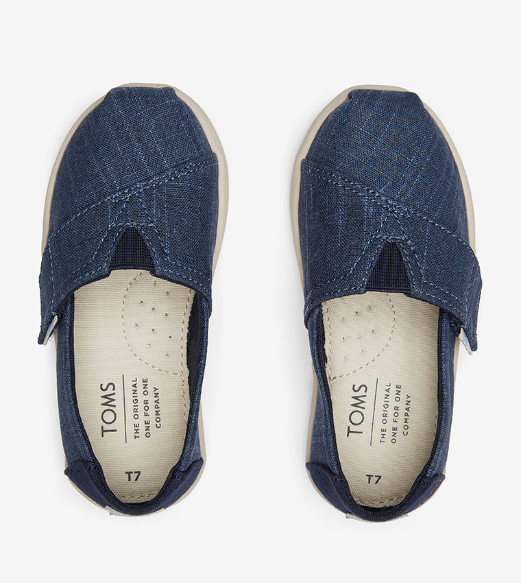 Buy Toms Majolica Blue Crosshatch Linen Tiny Alpargata Espadrille Blue In Blue 6thStreet Qatar