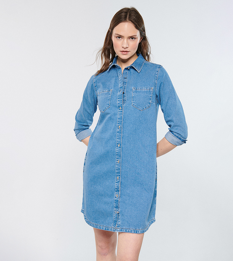 white christmas dresses Mavi Women's Mercy Denim Shirt Dress in Mid Summer Denim – Mavi Canada main image 0