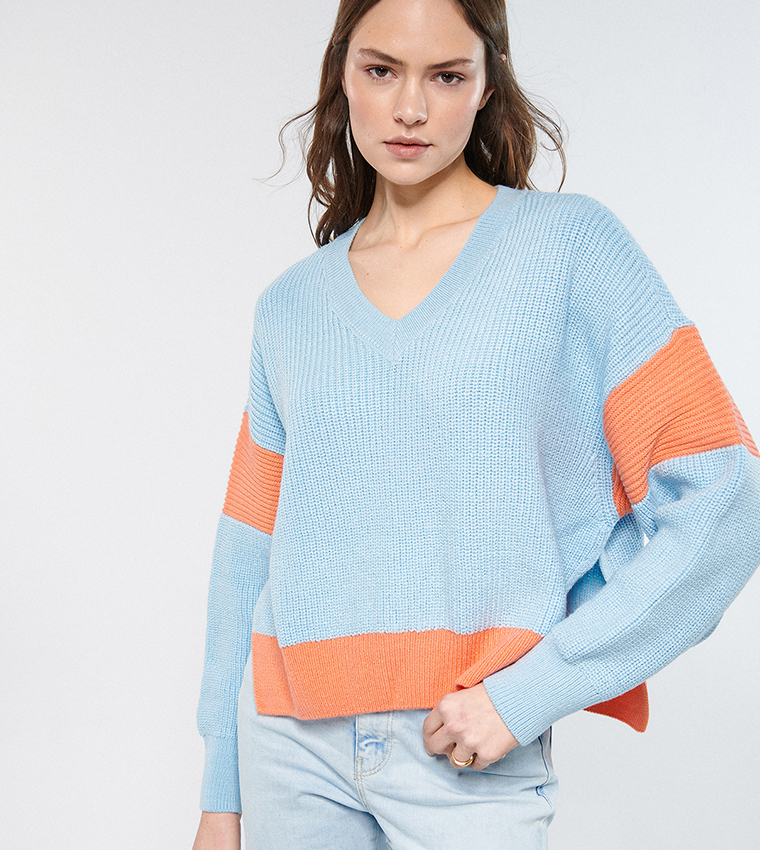 Orange and blue clearance sweater