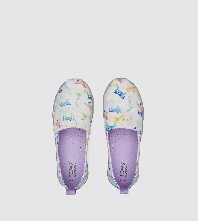 Buy Toms ALPARGATA Unicorn Printed Slip On Shoes In White