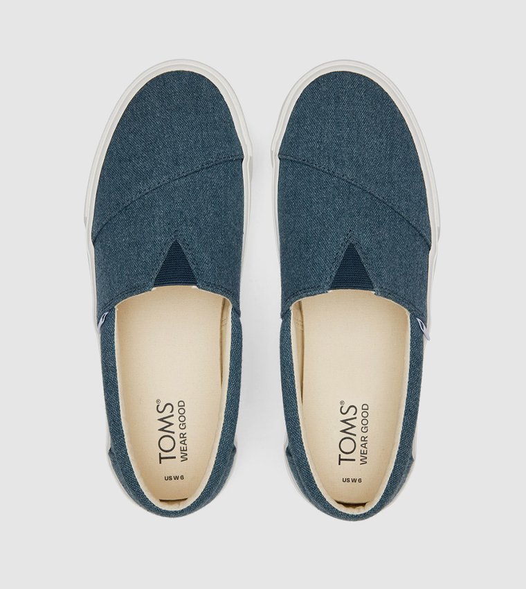Buy Toms FENIX Canvas Platform Slip On Shoes In Blue | 6thStreet UAE