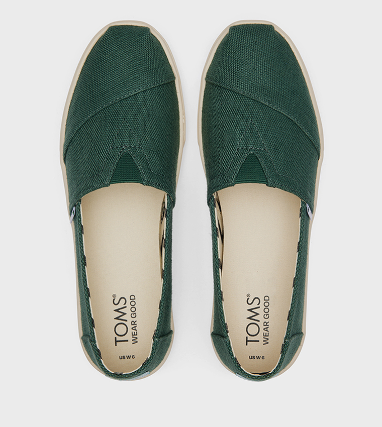Buy Toms ALPARGATA CUPSOLE Textured Slip On Shoes In Green