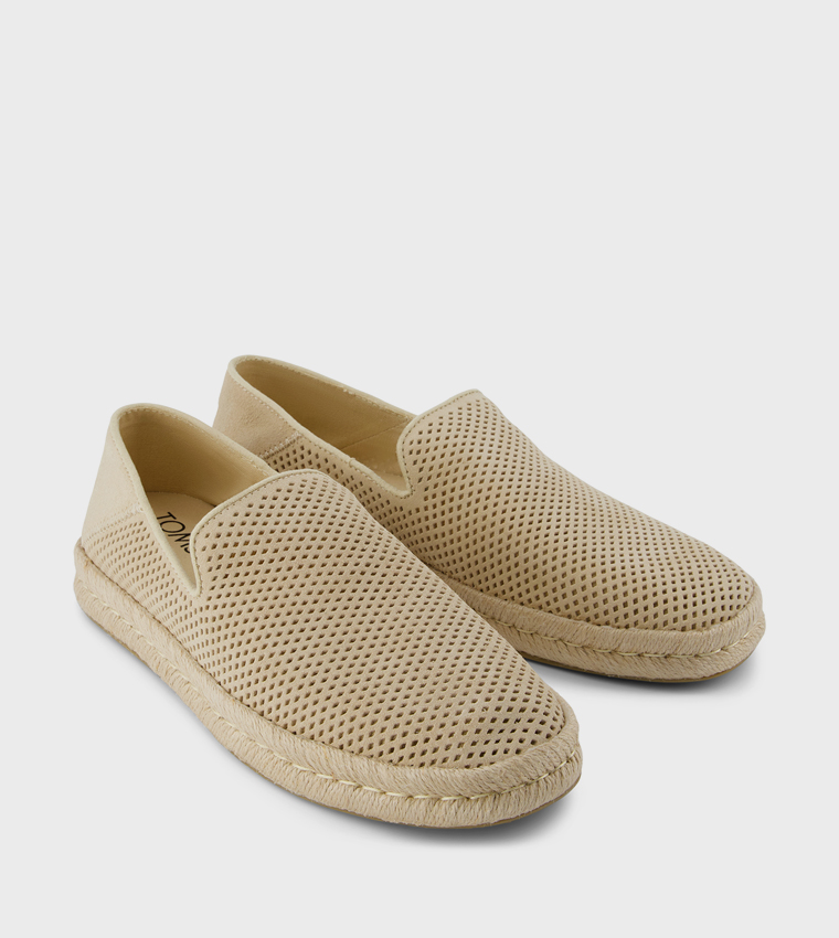 Diamond Perforated Suede Espadrilles