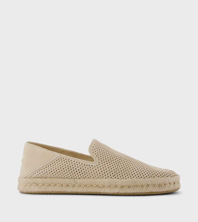 Diamond Perforated Suede Espadrilles