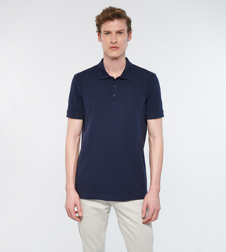Buy Mavi Solid Short Sleeves Polo T Shirt In Navy 6thStreet UAE