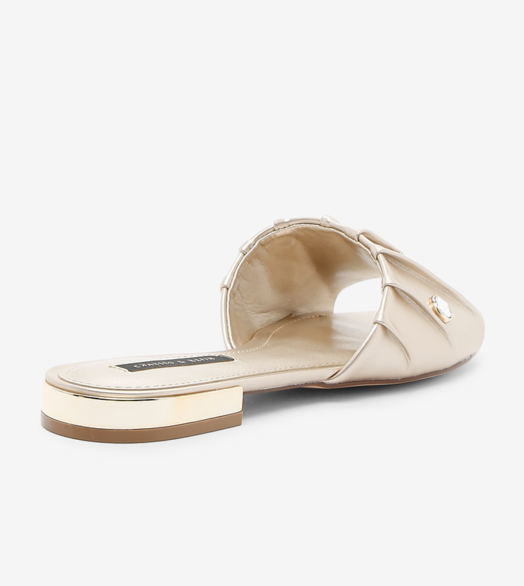 حذاء سهل الارتداء مرصع بالجواهر - ذهبي