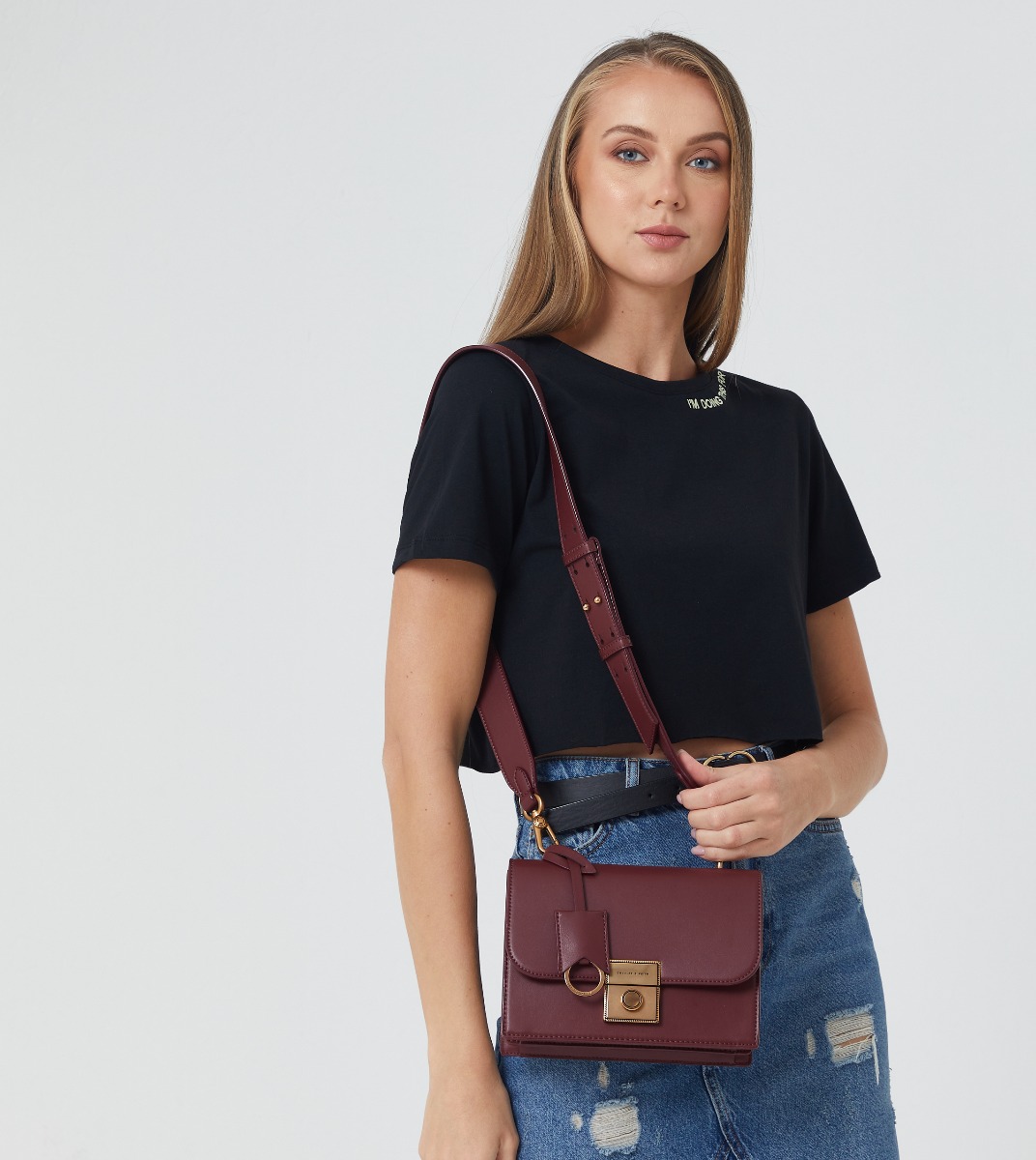 Charles and keith 2025 maroon sling bag