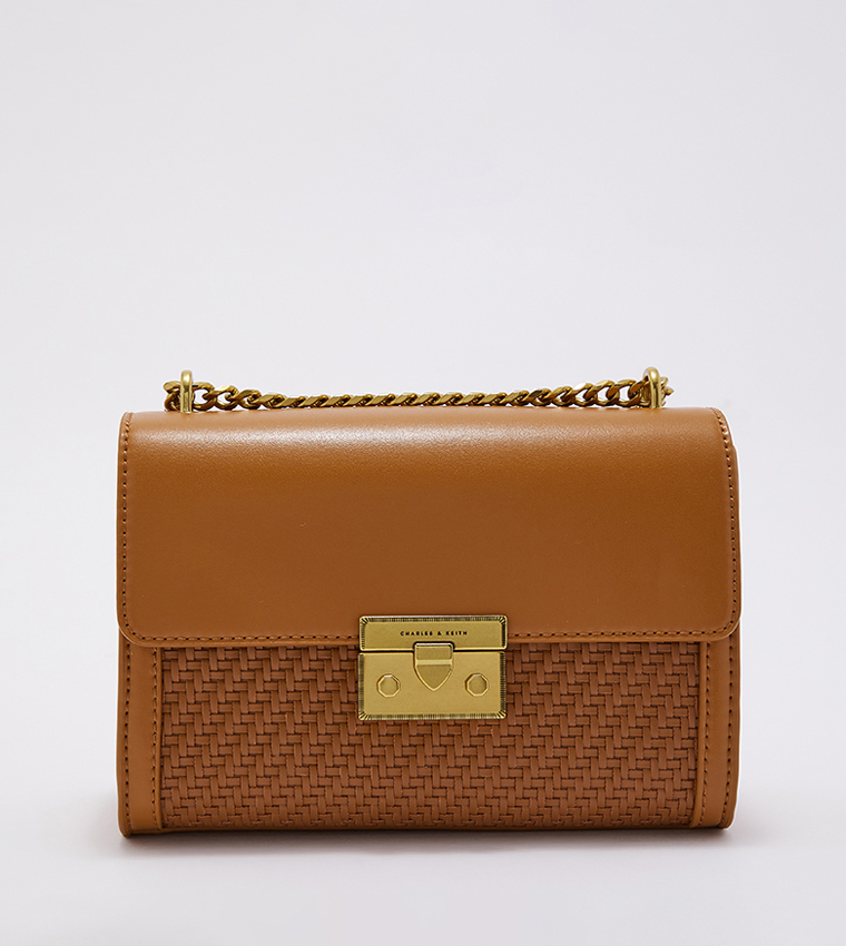 Buy Charles Keith Woven Boxy Chain Strap Bag In Brown 6thStreet Bahrain