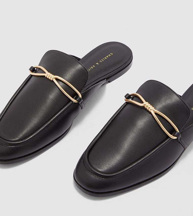 Buy Charles And Keith Metallic Accent Loafer Mules In Black 6thstreet Uae