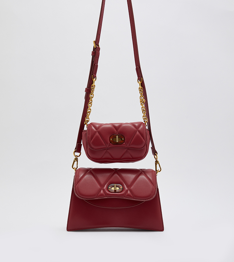 Buy Charles & Keith Padded Double Pocket Shoulder Bag In Red