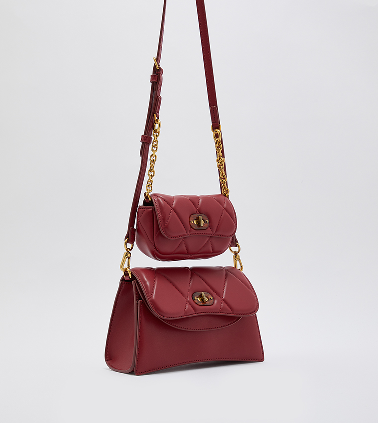Buy Charles & Keith Padded Double Pocket Shoulder Bag In Red